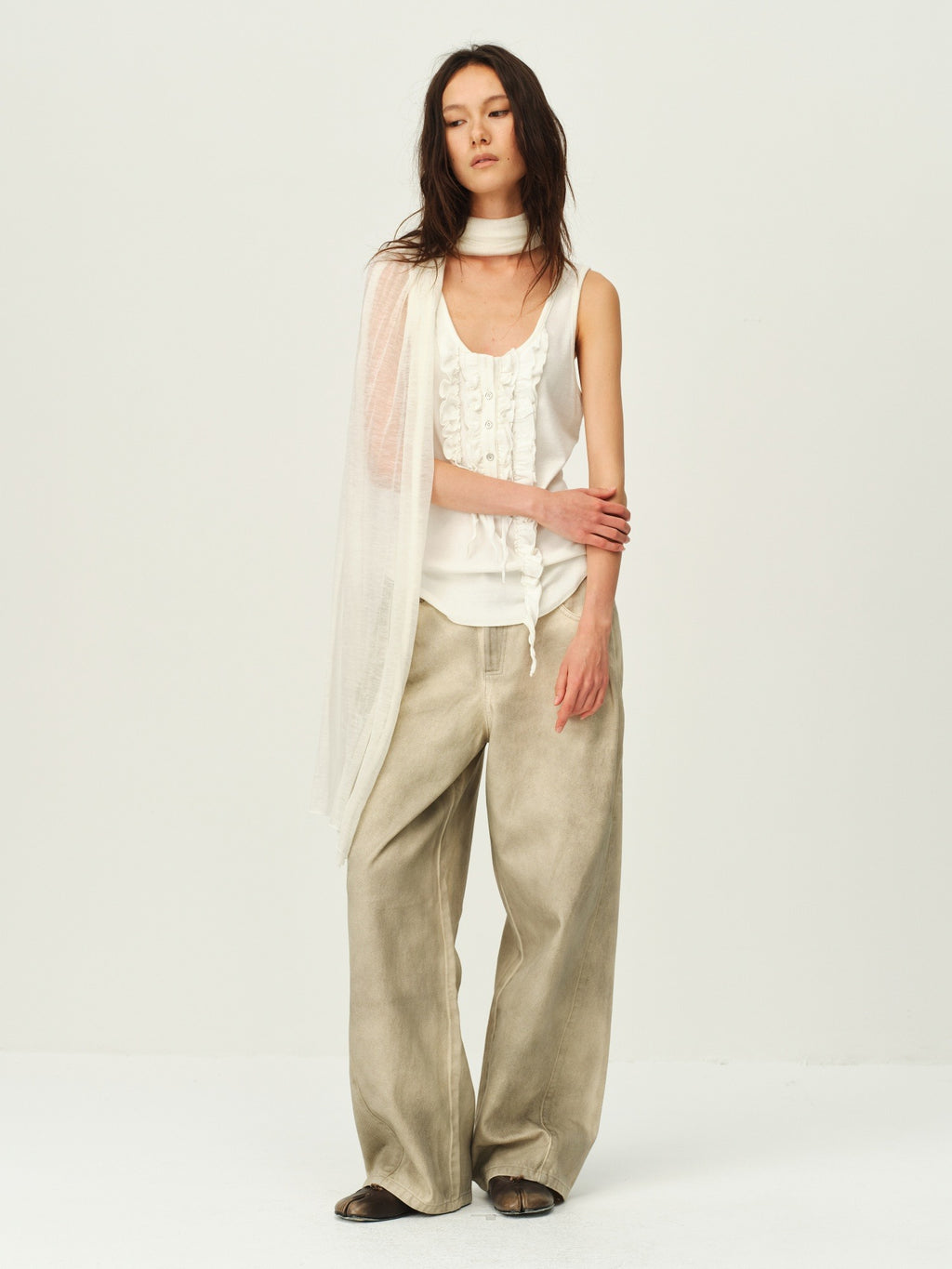 Wool Draped Scarf Wrap