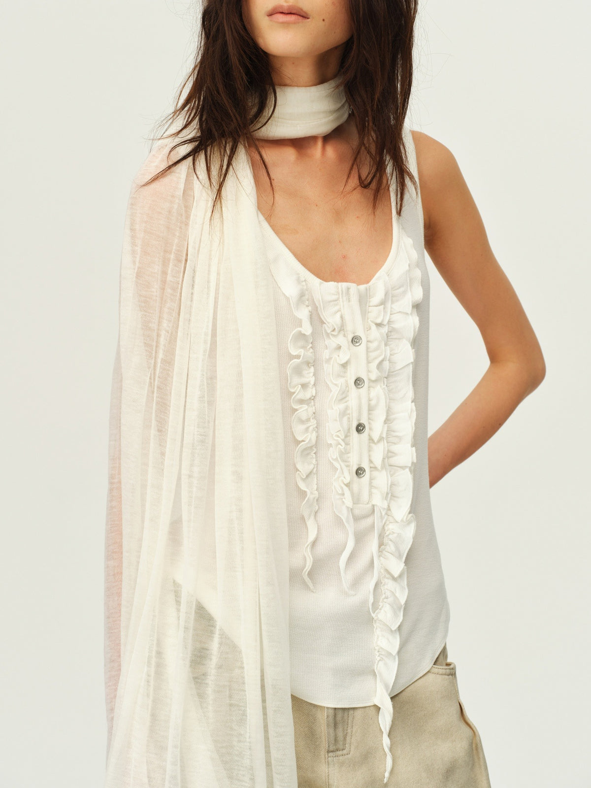 Wool Draped Scarf Wrap