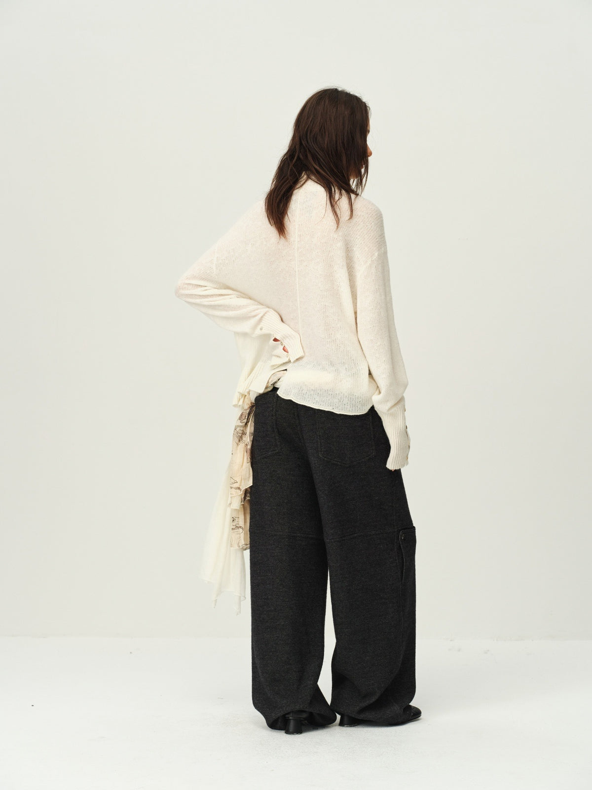 Alpaca Knit Lantern-Sleeve Sweater