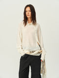 Alpaca Knit Lantern-Sleeve Sweater