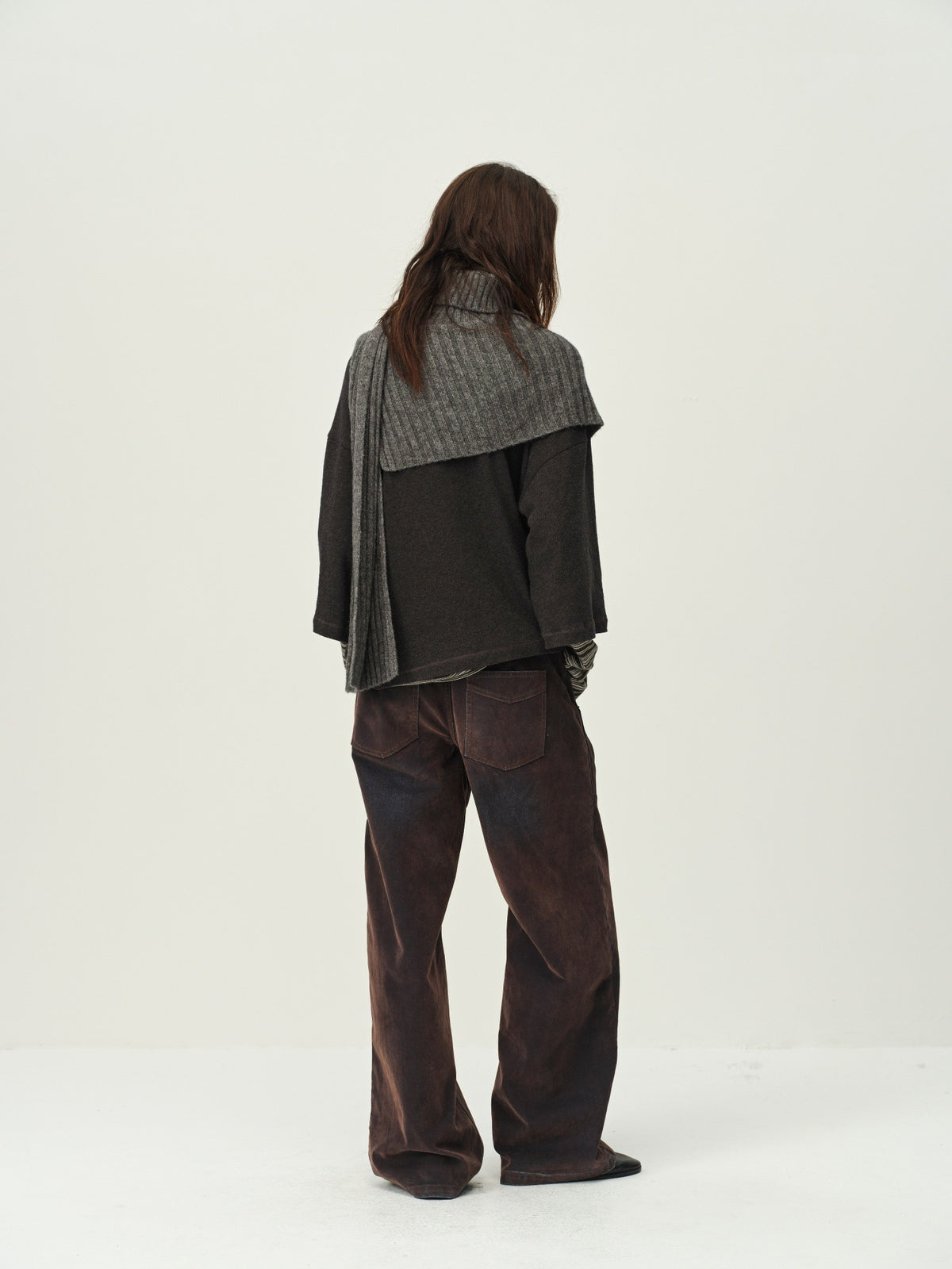Wool Ribbed Knit Scarf