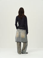 Faux Two-Piece Denim Culottes
