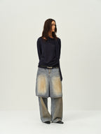 Faux Two-Piece Denim Culottes