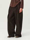 Draped Wide-Leg Cotton Pants