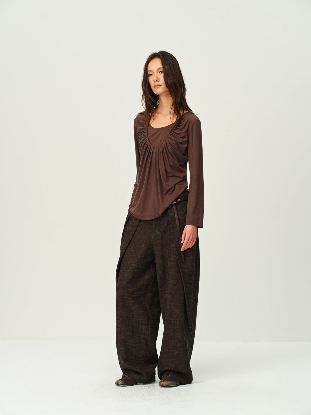Faux Two-Piece U-Neck Knit Top