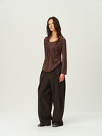 Faux Two-Piece U-Neck Knit Top