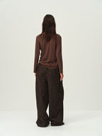 Draped Wide-Leg Cotton Pants