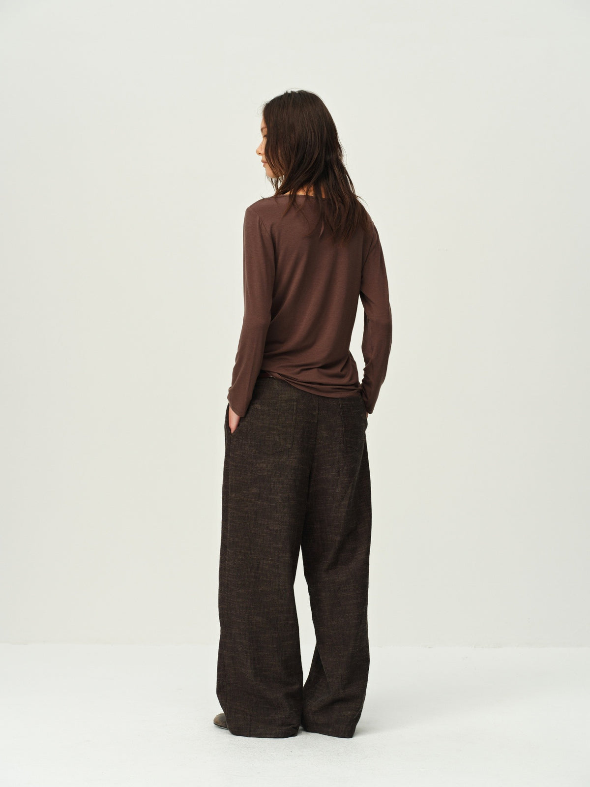 Draped Wide-Leg Cotton Pants