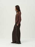 Draped Wide-Leg Cotton Pants