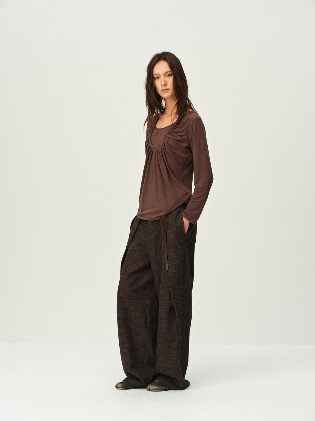 Faux Two-Piece U-Neck Knit Top