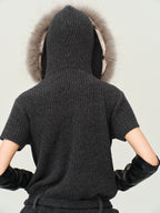 Wool Hooded Knit Cardigan