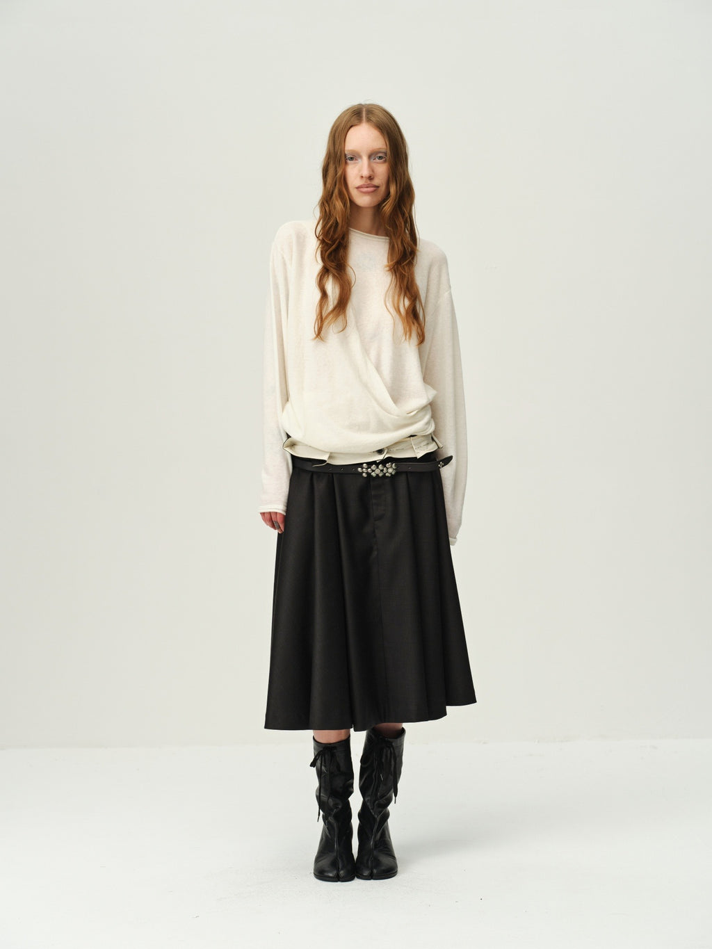 Alpaca-Wool Gathered Knit Top