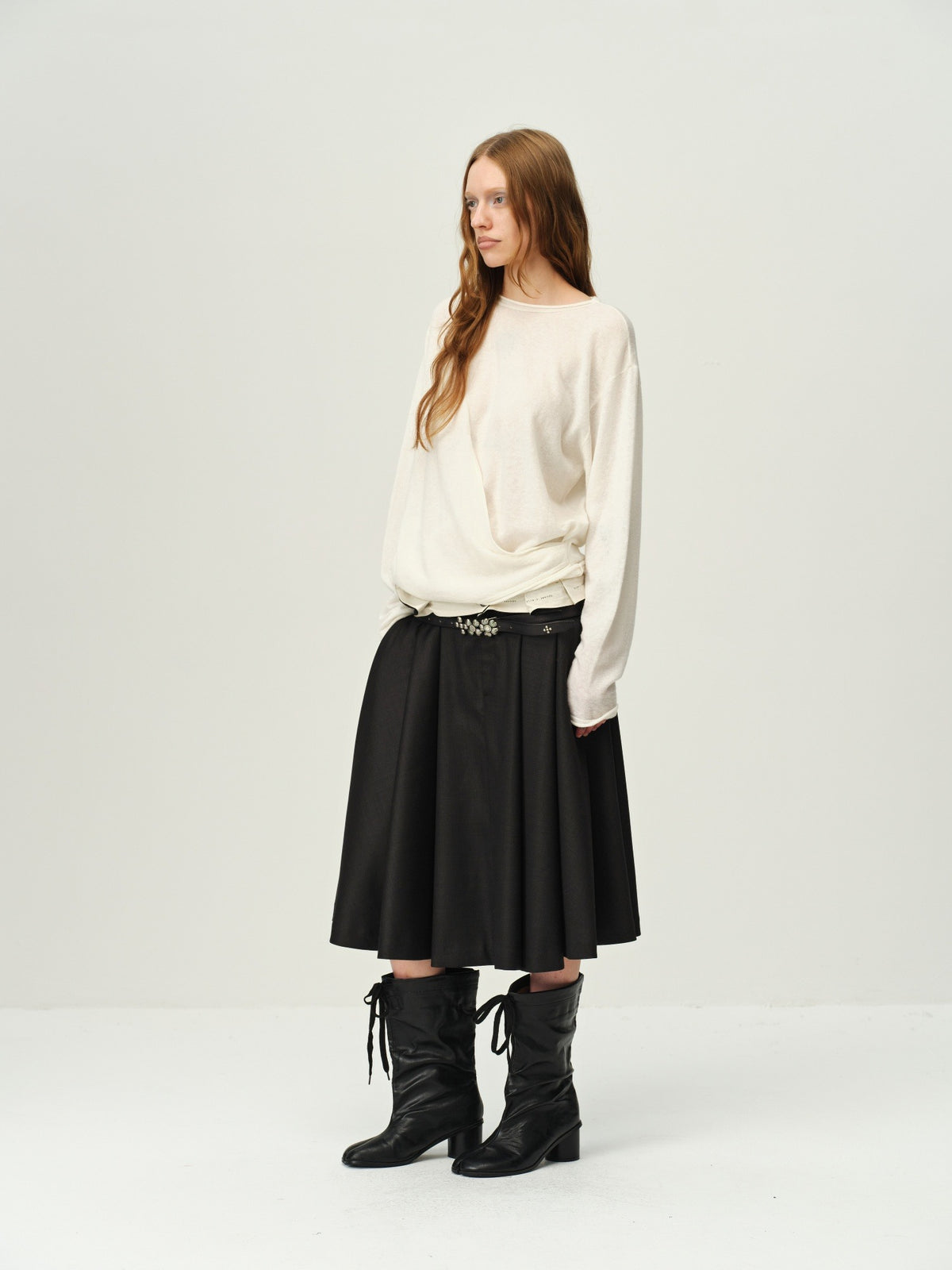 Alpaca-Wool Gathered Knit Top
