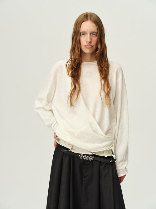 Alpaca-Wool Gathered Knit Top