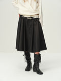 Wool-Blend Pleated A-Line Skirt