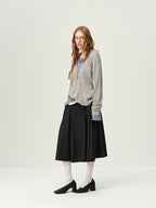Wool V-Neck Drawstring Knit Sweater