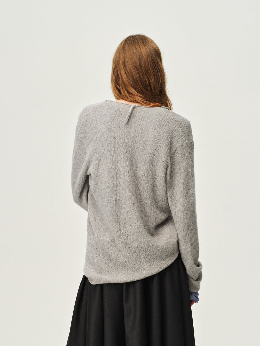 Wool V-Neck Drawstring Knit Sweater
