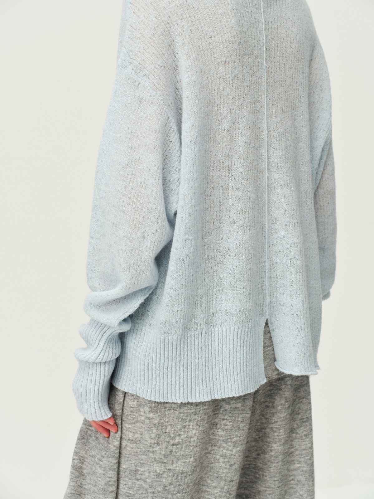 Alpaca Knit Lantern-Sleeve Sweater