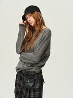 Alpaca-Wool Gathered Knit Top