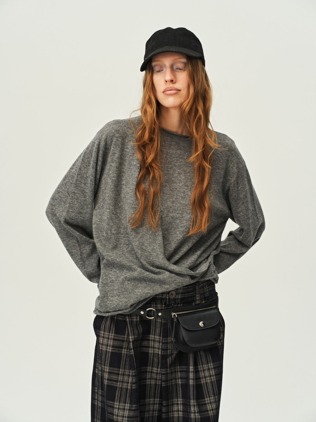 Alpaca-Wool Gathered Knit Top