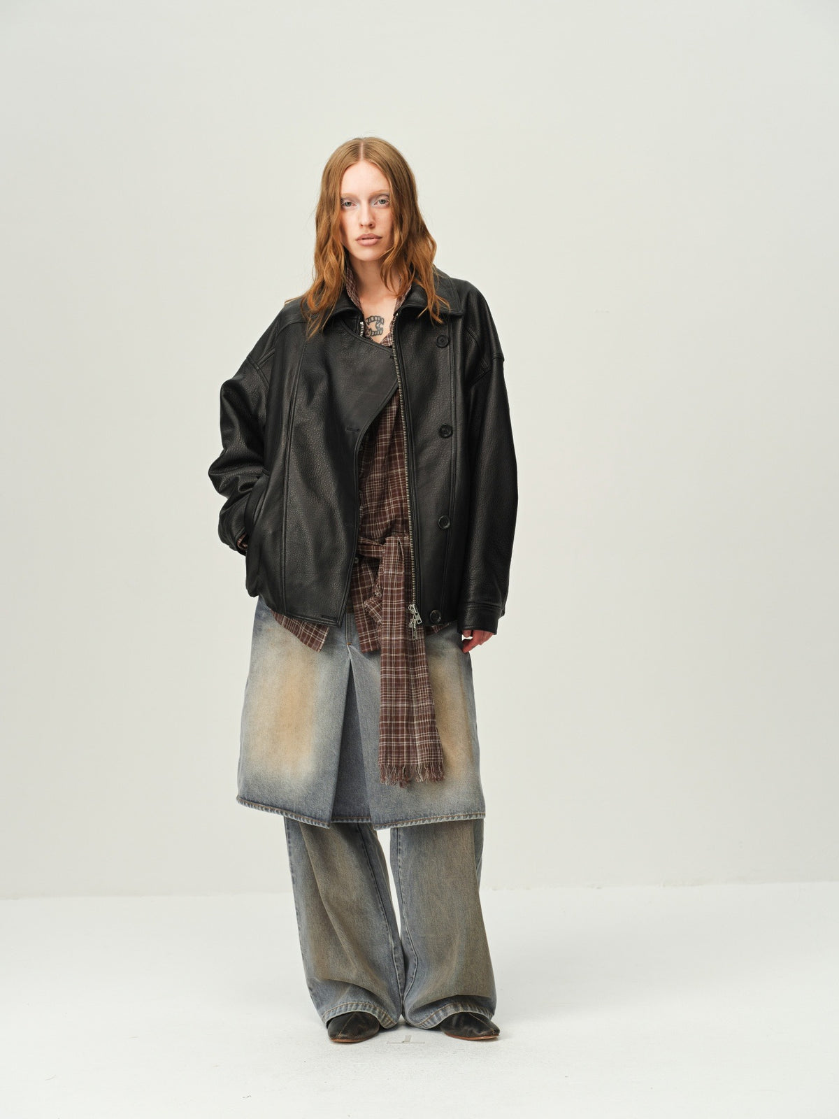 Faux Two-Piece Denim Culottes
