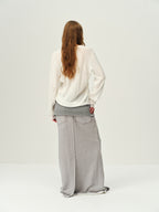 Wool V-Neck Drawstring Knit Sweater