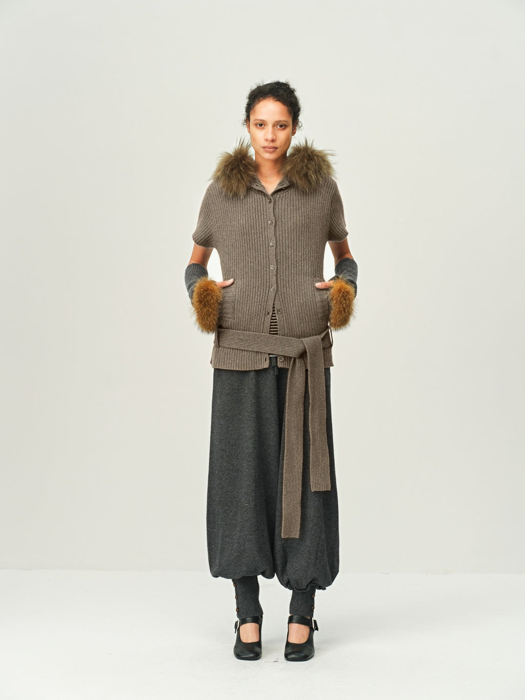 Wool Hooded Knit Cardigan