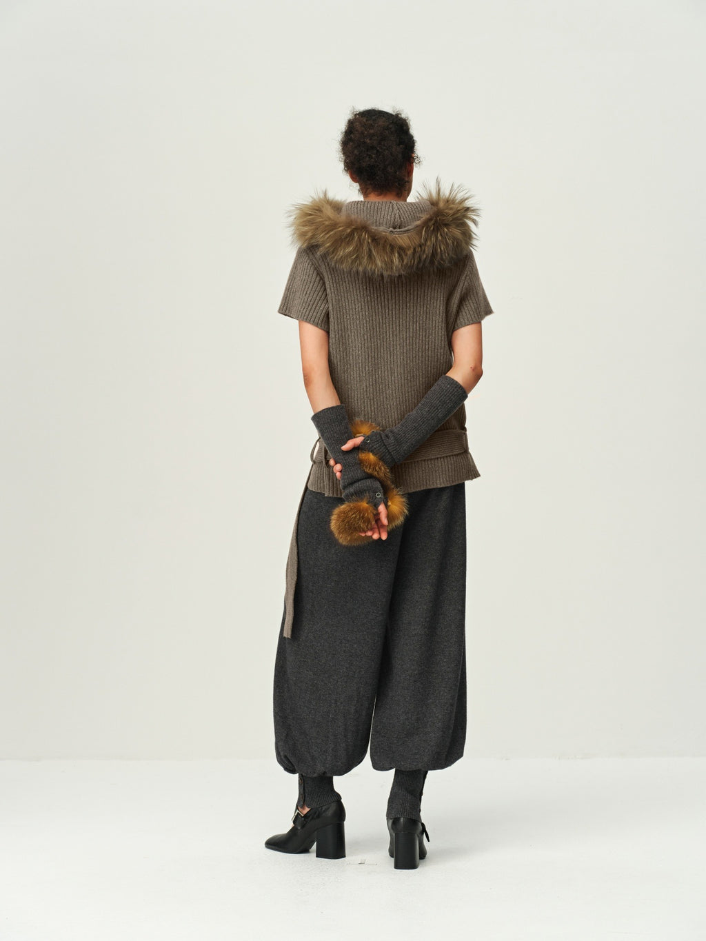 Wool Hooded Knit Cardigan