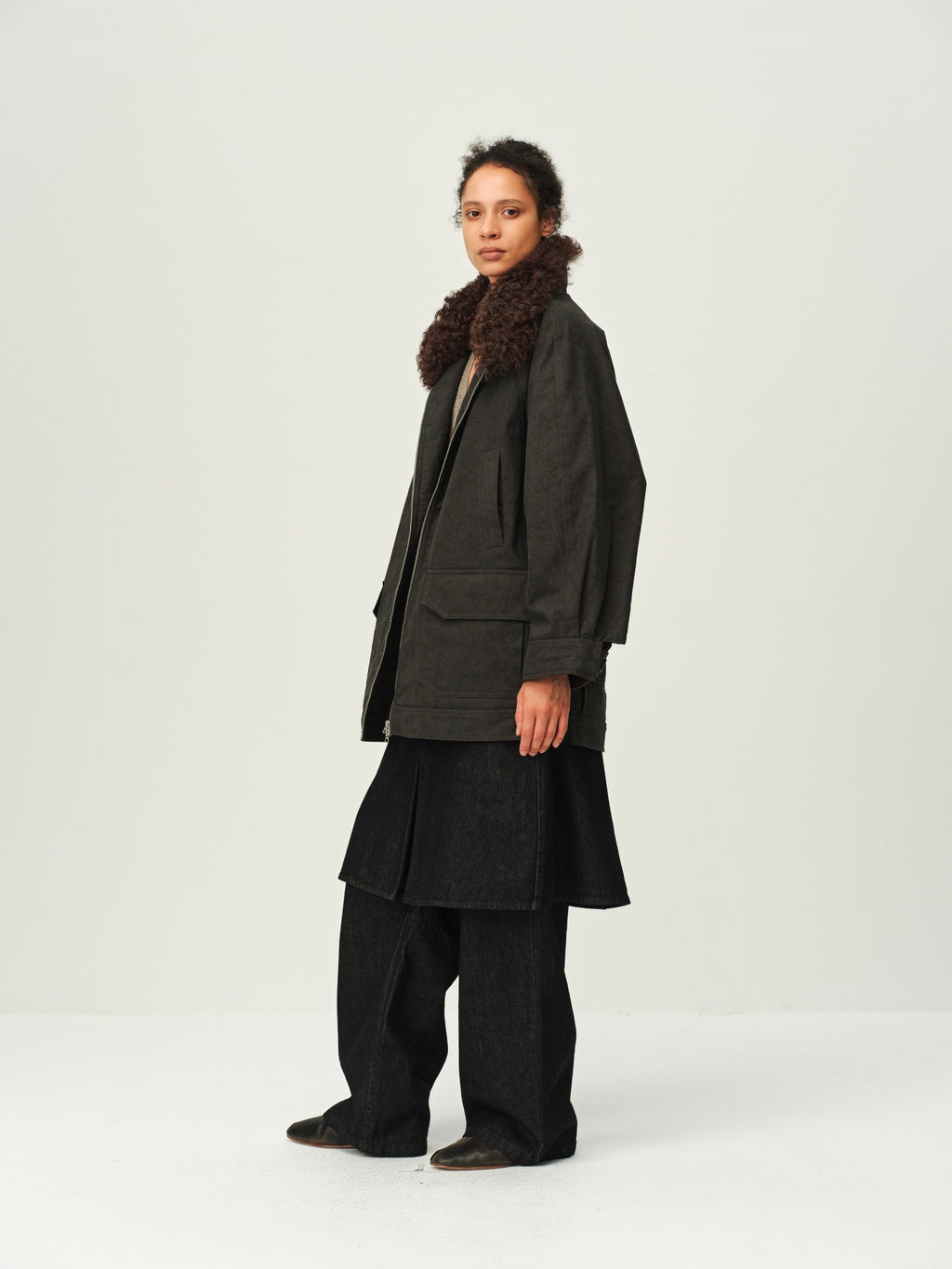 Faux Two-Piece Denim Culottes