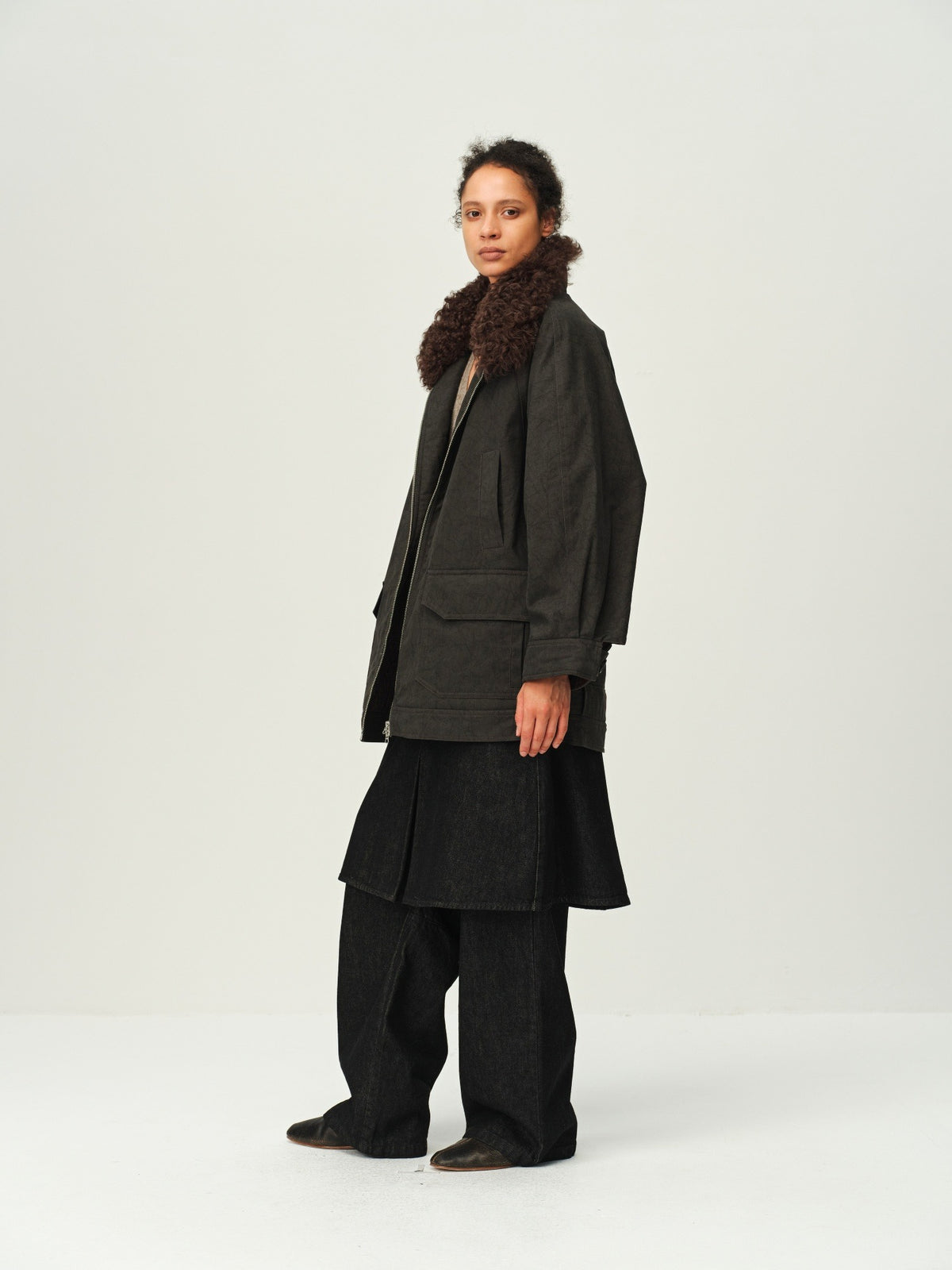 Faux Two-Piece Denim Culottes