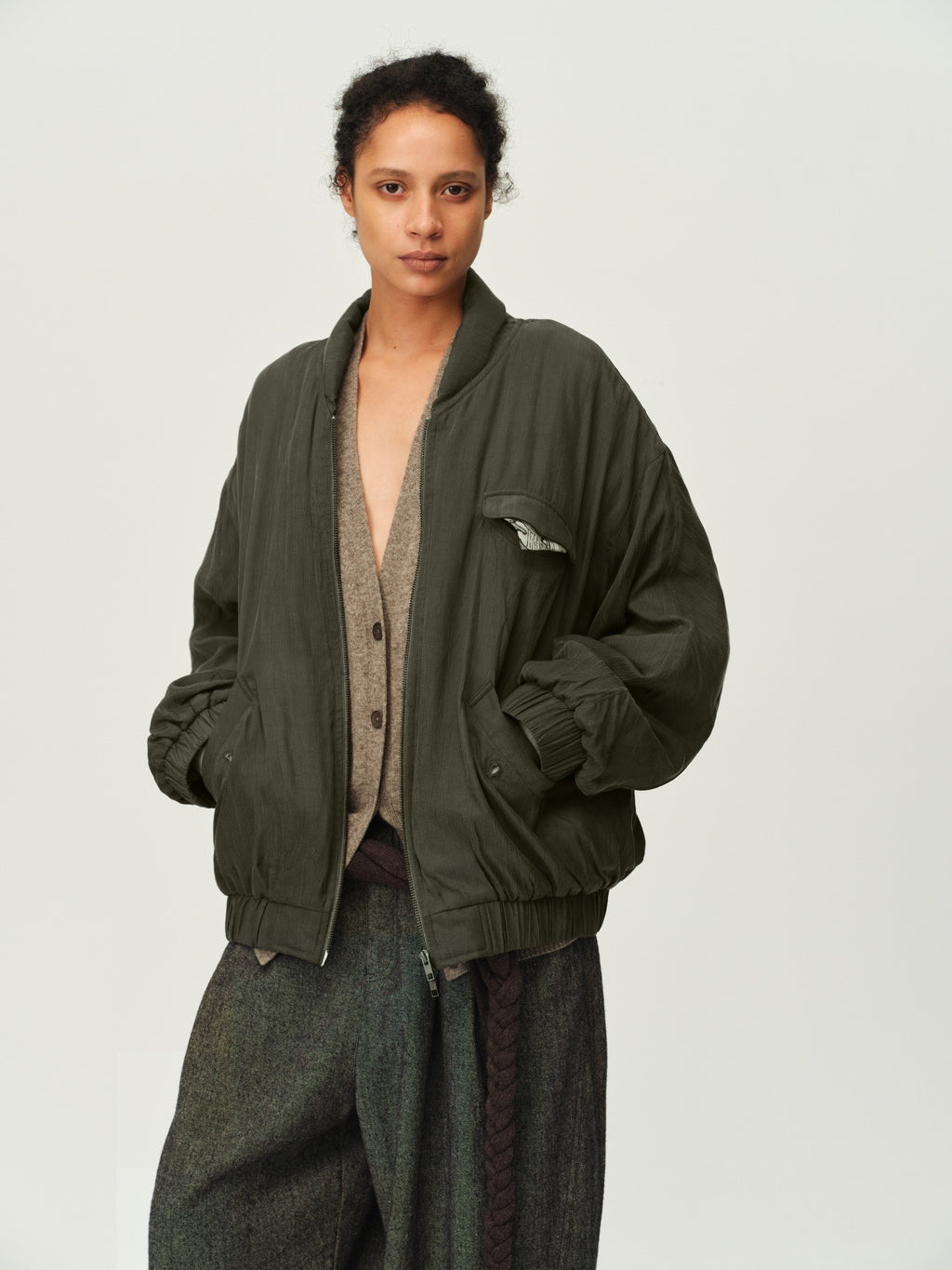 Printed Pocket Bomber Jacket