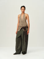 Alpaca Wool Open-Back Halter Knit Top
