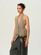 Alpaca Wool Open-Back Halter Knit Top