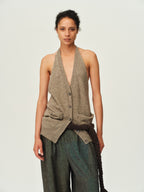 Alpaca Wool Open-Back Halter Knit Top