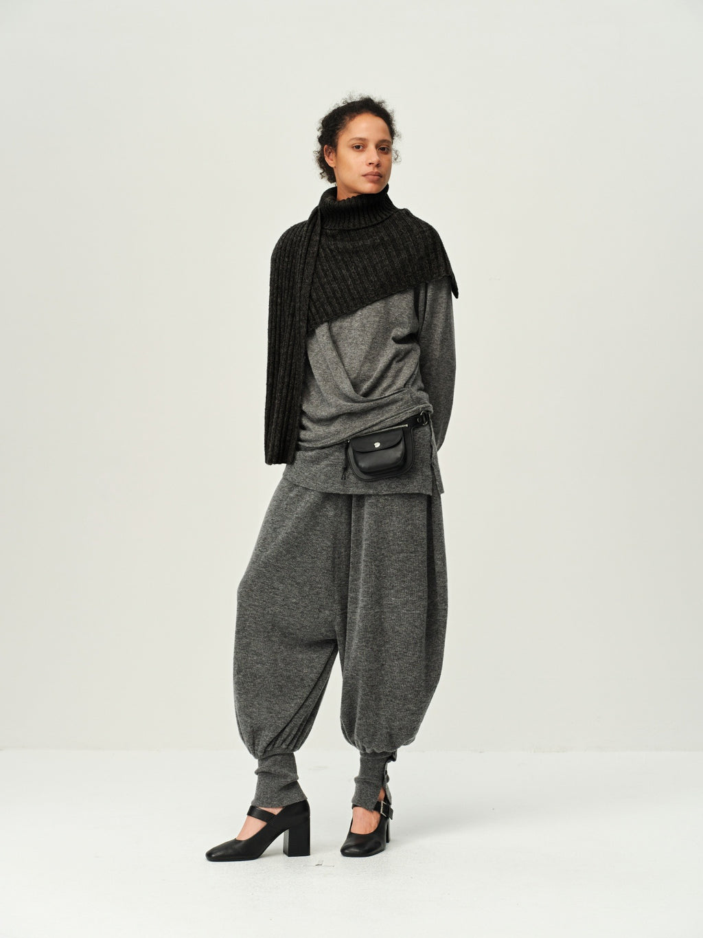 Wool Ribbed Knit Scarf