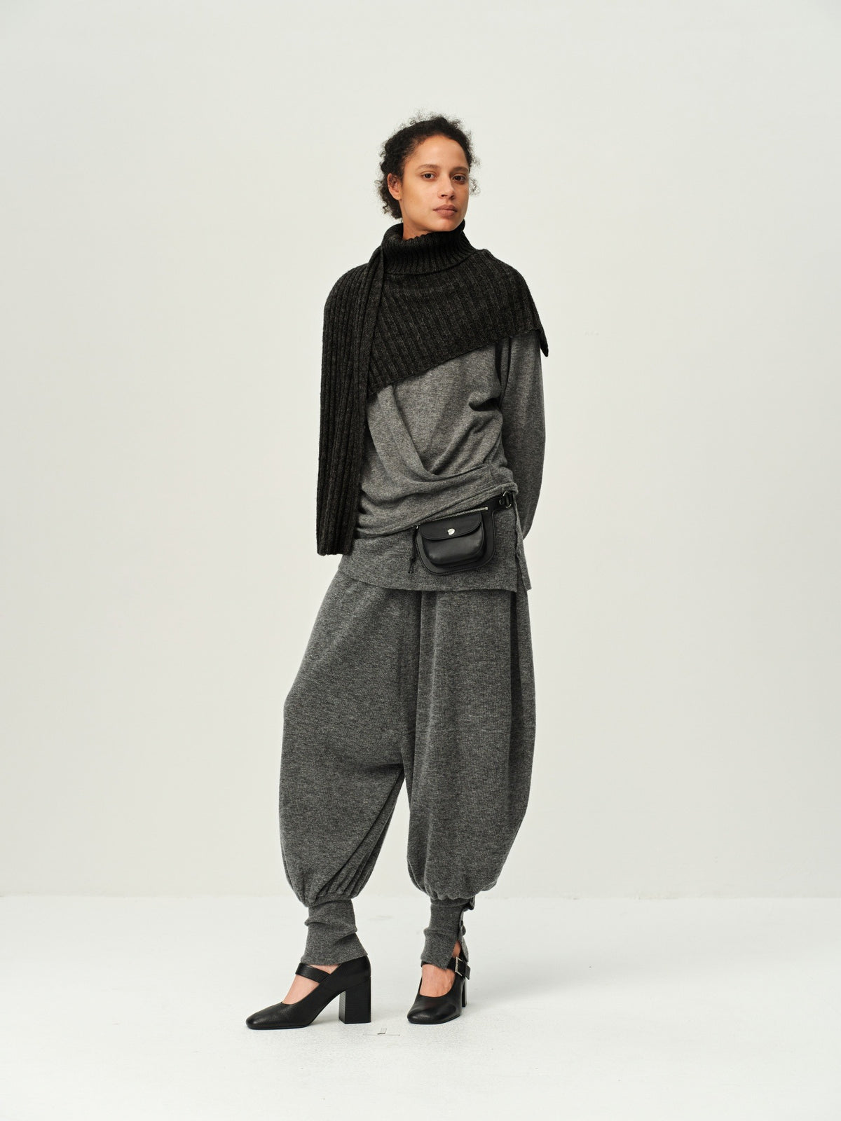 Wool Ribbed Knit Scarf