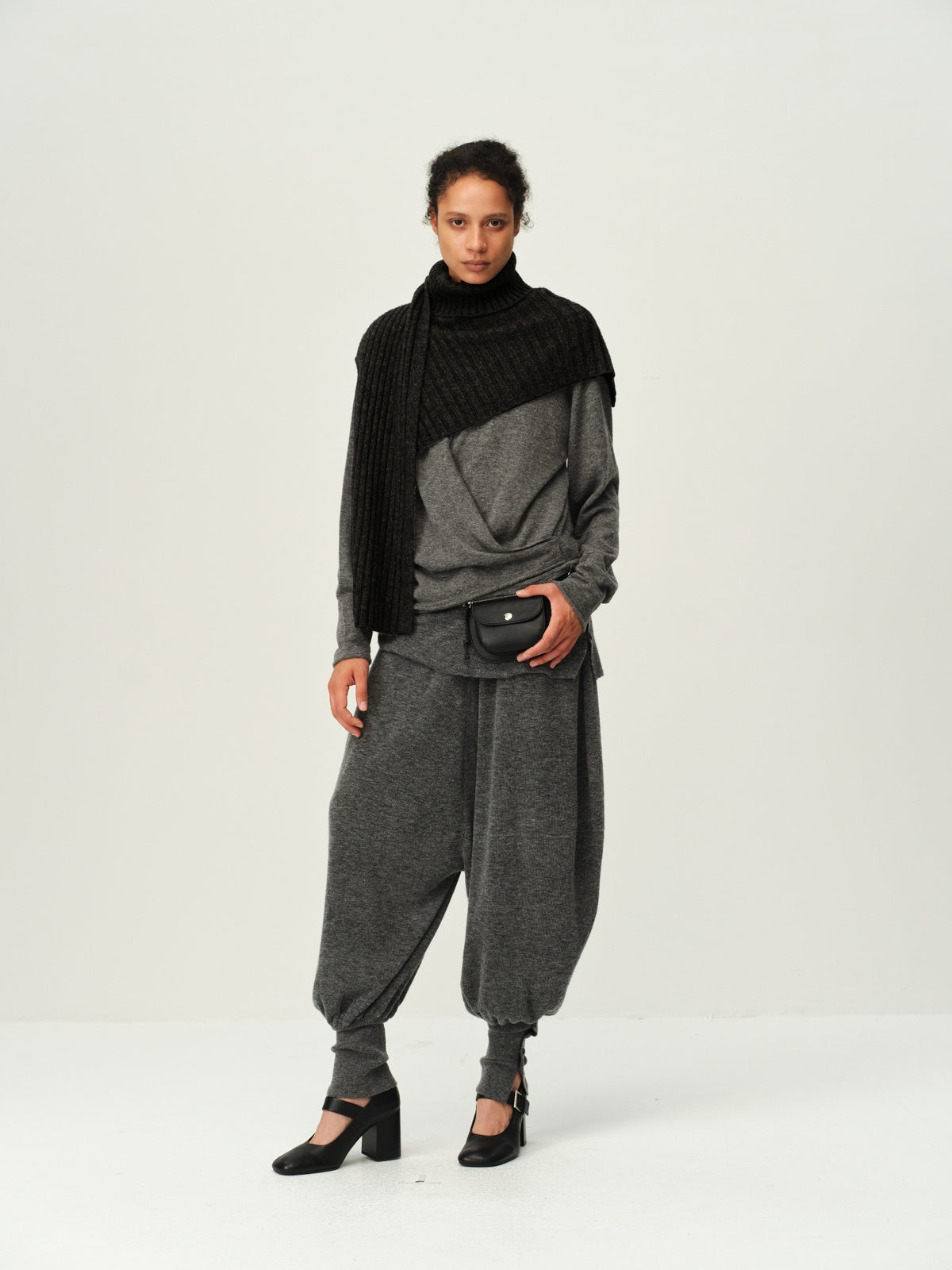 Wool Ribbed Knit Scarf