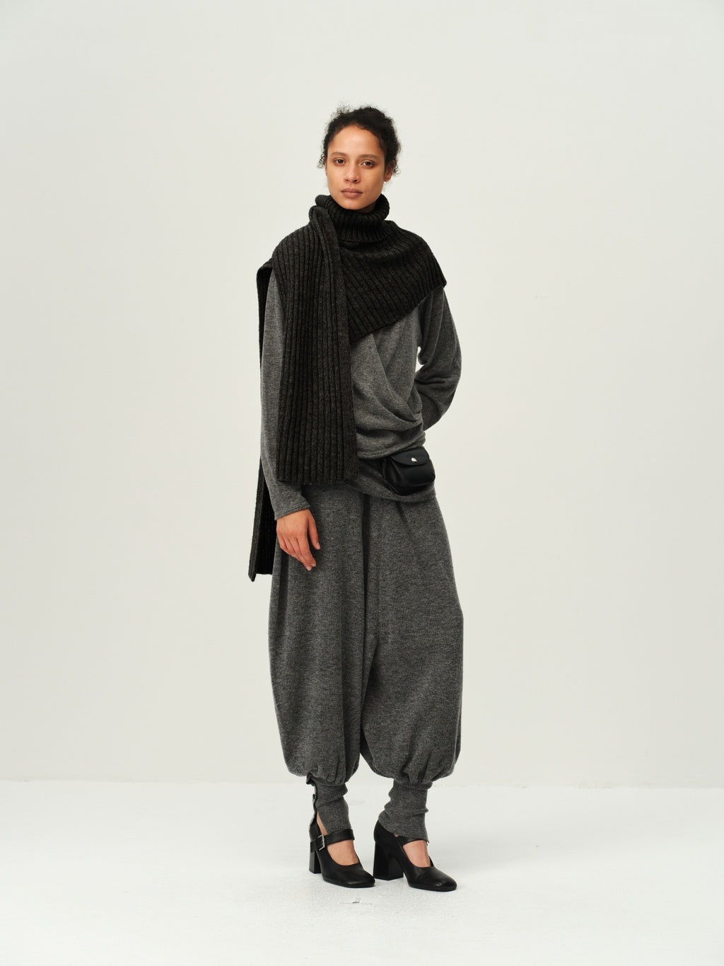 Wool Ribbed Knit Scarf