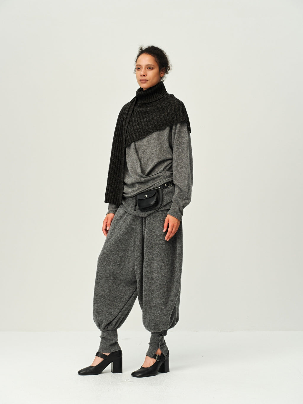 Wool Ribbed Knit Scarf