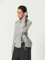 Alpaca Knit Lantern-Sleeve Sweater