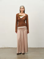 Asymmetric Cowl-Neck Wool Top
