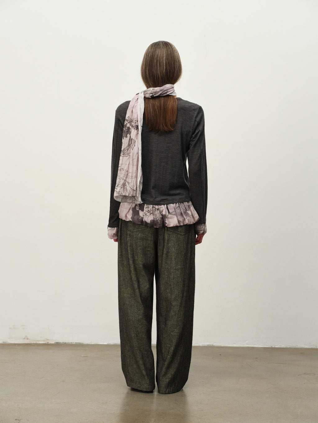 "Garden Dream" Print Wool Bubble-Hem Top
