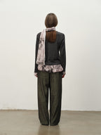 "Garden Dream" Print Wool Bubble-Hem Top