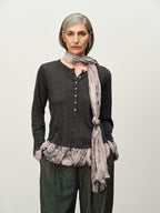 "Garden Dream" Print Wool Bubble-Hem Top