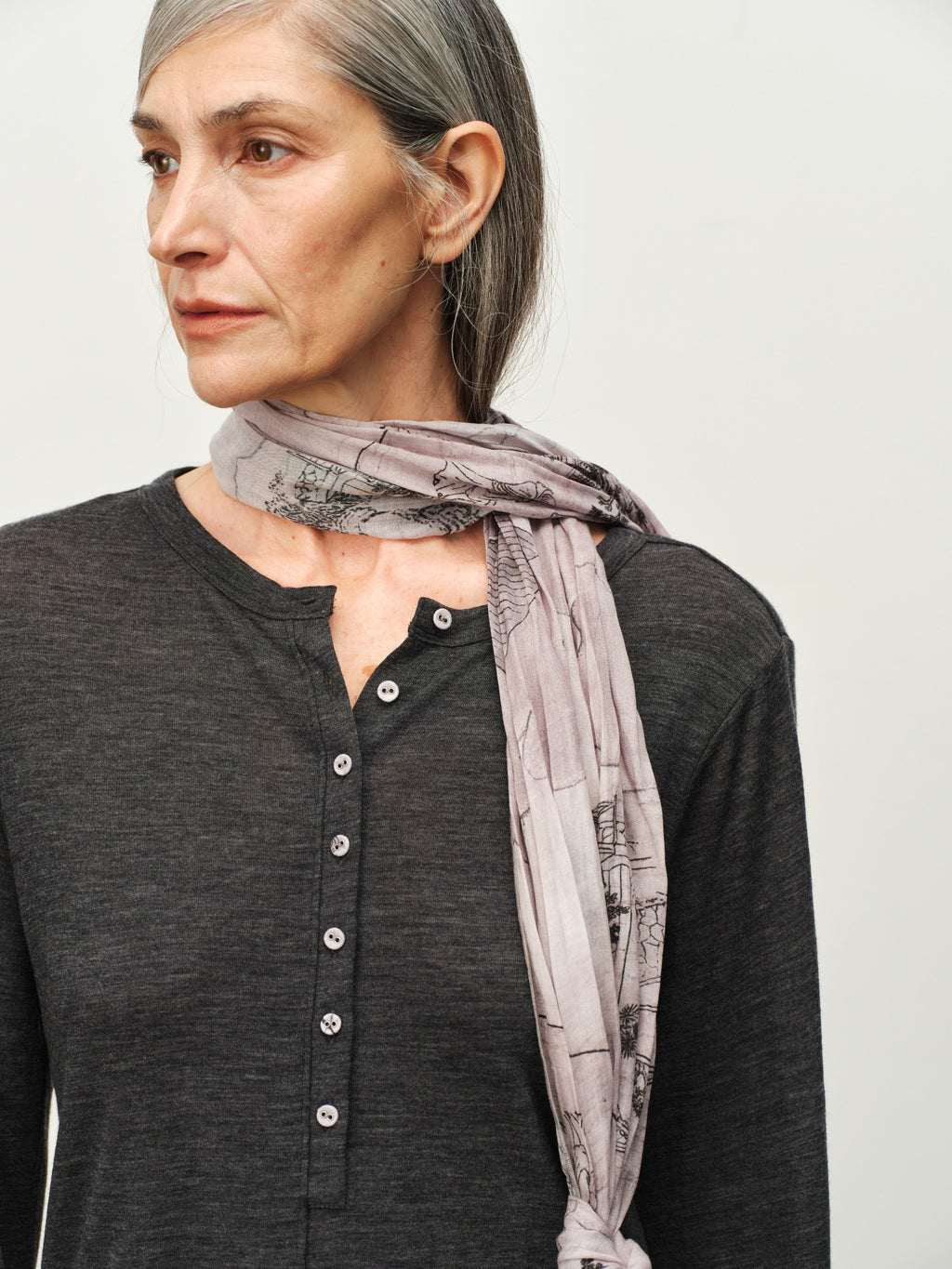"Garden Dream" Print Wool Bubble-Hem Top
