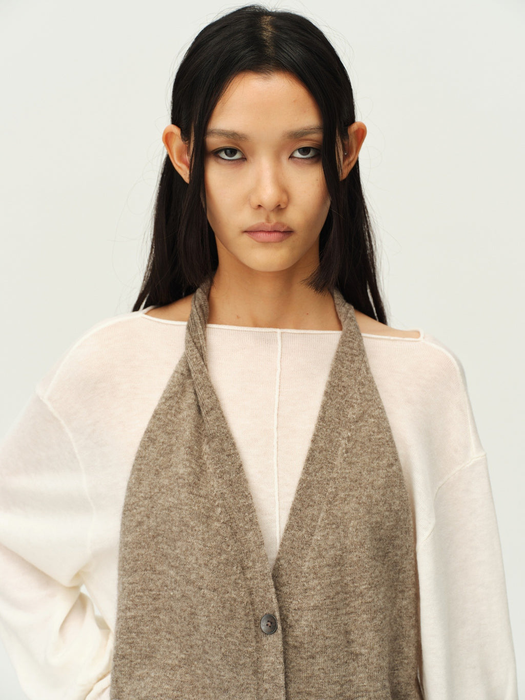 Reversible Wool Cowl-Neck Knit Top