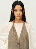 Reversible Wool Cowl-Neck Knit Top
