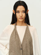 Reversible Wool Cowl-Neck Knit Top
