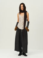 Wool Henley Ruffle Vest