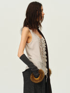 Wool Henley Ruffle Vest